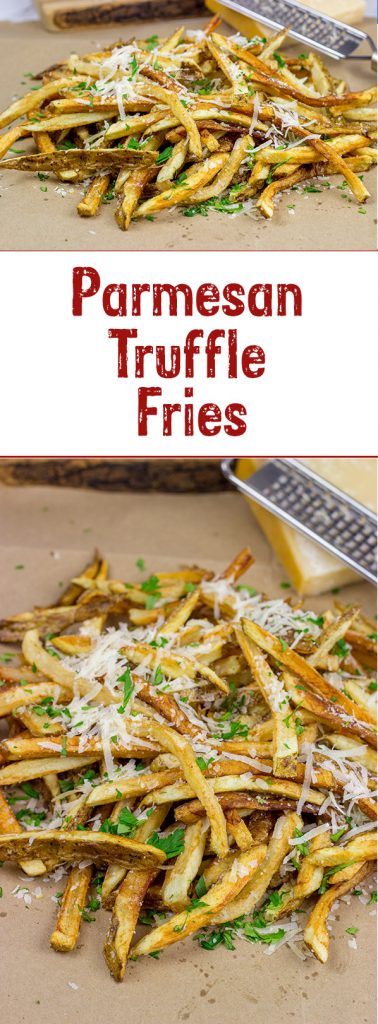 Looking for a unique (and trendy!) side dish? These Parmesan Truffle Fries are tossed with truffle oil and topped with freshly grated Parmesan cheese. Enjoy!