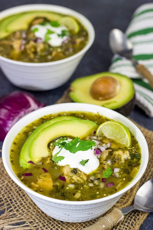 This Pork Chile Verde is loaded with flavor, and it's a great way to warm up on a cold evening!