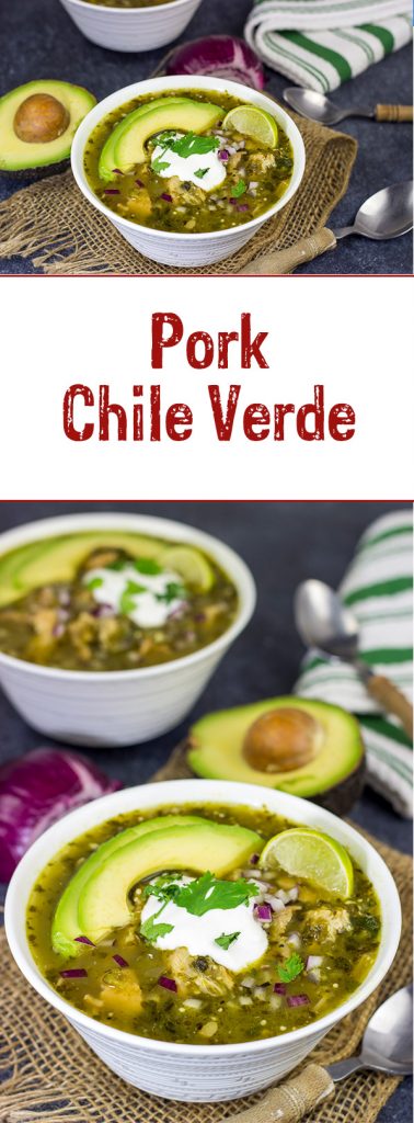 This Pork Chile Verde is loaded with flavor, and it's a great way to warm up on a cold evening!