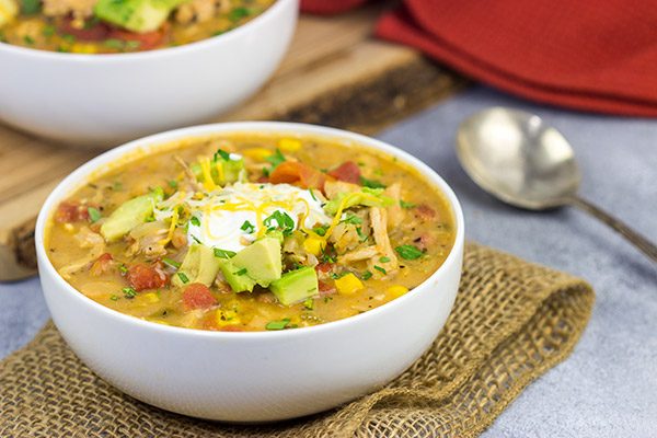 This White Bean Turkey Chili is an easy and tasty way to use leftover roasted turkey from the holidays!  And this chili only takes about 30 minutes to make, too!
