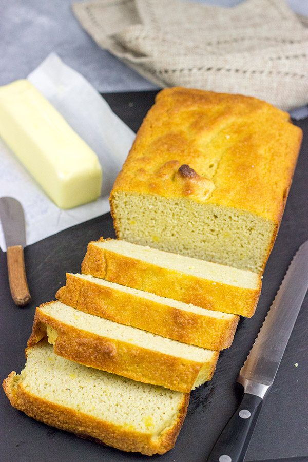 This Almond Flour Bread is an easy, low-carb bread.  We loved lightly toasting slices of this bread with a bit of butter and jam!