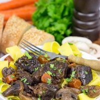 Beef Bourguignon is a classic winter dish that simmers in red wine on low temperature for several hours. It's a delicious meal that's sure to warm you up on these chilly days.