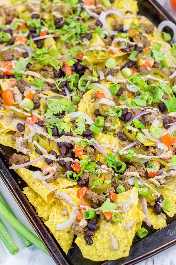 These Ground Beef Nachos are a classic sports food!  Grab a plate, turn on the game and enjoy!