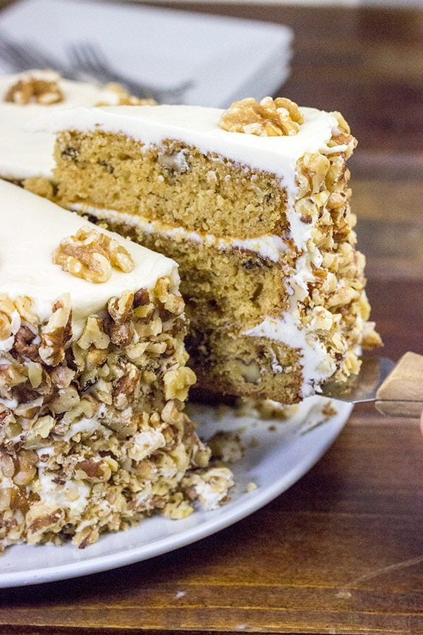 This Maple Walnut Cake blends the warming flavors of maple and toasted nuts.  A slice of this cake is the perfect dessert at the end of a busy day!