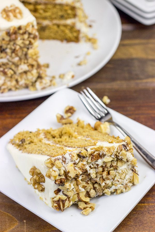 This Maple Walnut Cake blends the warming flavors of maple and toasted nuts. A slice of this cake is the perfect dessert at the end of a busy day!