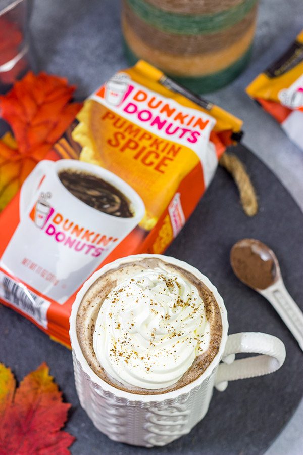 This Pumpkin Spice Mocha Hot Chocolate is a creamy, chocolatey drink that's guaranteed to warm you up on chilly Autumn days!