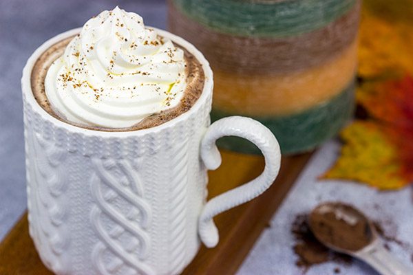 This Pumpkin Spice Mocha Hot Chocolate is a creamy, chocolatey drink that's guaranteed to warm you up on chilly Autumn days!