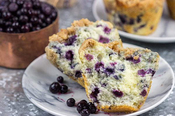 Blueberry Streusel Muffins are a classic weekend breakfast in our house.  These muffins are filled with blueberries and topped with a cinnamon + sugar streusel...and they're delicious!