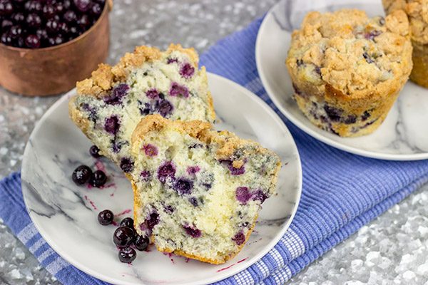 Blueberry Streusel Muffins are a classic weekend breakfast in our house.  These muffins are filled with blueberries and topped with a cinnamon + sugar streusel...and they're delicious!