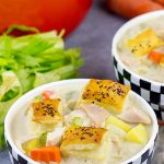Light a fire.  Put on your favorite pajamas.  And then curl up with a bowl of this Chicken Pot Pie Soup!