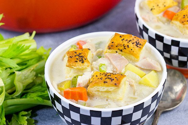 Light a fire.  Put on your favorite pajamas.  And then curl up with a bowl of this Chicken Pot Pie Soup!
