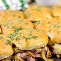 These French Dip Sliders use deli-sliced roast beef for a shortcut version of the classic. The caramelized onions and au jus sauce are required, though!