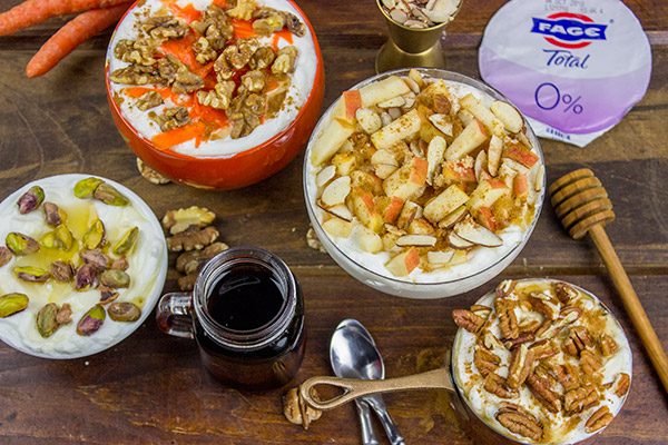 How do you top your yogurt?  We love topping our Greek Yogurt with Nuts, Honey and Maple Syrup.  Mix and match the flavors for fun twists!
