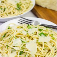 This Spaghetti and White Wine Pasta Sauce is delicious! The sauce is a combination of olive oil, butter, Parmesan cheese and wine...and it's surprisingly easy to make!