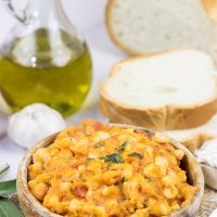 These Tuscan White Beans are a simple, yet delicious Italian recipe featuring white beans, olive oil, San Marzano tomatoes and a bit of fresh sage.  Enjoy!