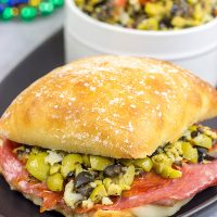These Muffaletta Panini are a twist on the classic New Orleans' sandwich, and they're the perfect way to celebrate Mardi Gras!