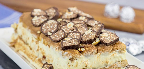 This classic Italian desserts takes a delicious twist with the addition of chopped Hazelnuts and Baci!  Chocolate Hazelnut Tiramisu is the perfect way to celebrate the holidays...or any day!