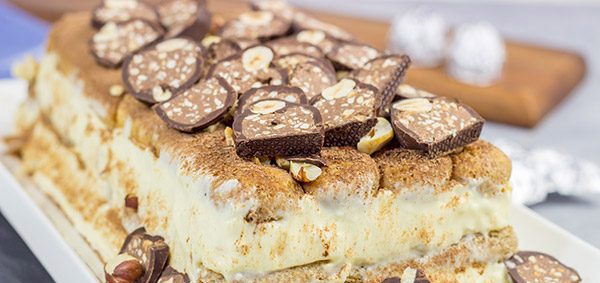 This classic Italian desserts takes a delicious twist with the addition of chopped Hazelnuts and Baci!  Chocolate Hazelnut Tiramisu is the perfect way to celebrate the holidays...or any day!