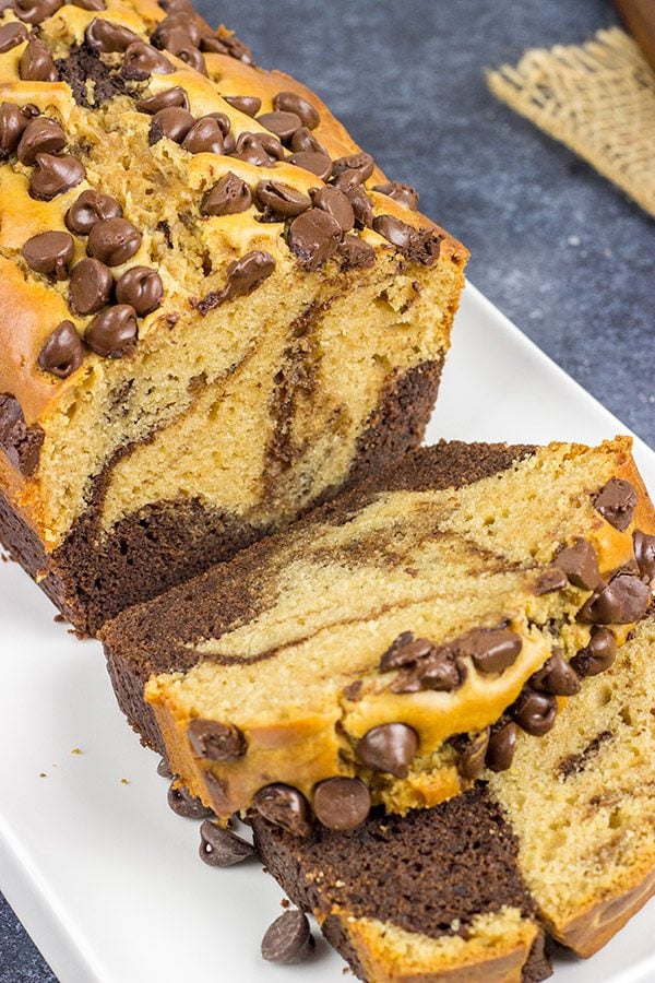 Can't decide between chocolate and peanut butter?  Go with both!  This swirled Chocolate Peanut Butter Bread is a fun and tasty recipe!