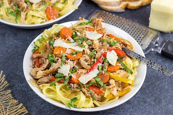Rustic Italian food just tastes better when it's cold outside!  This Slow Cooker Chicken Cacciatore is one of our favorite dinners on a chilly winter day!