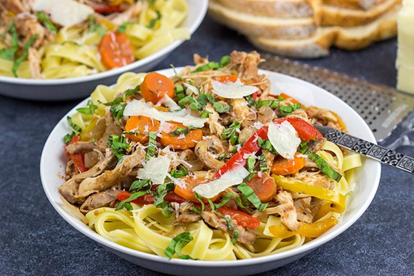 Rustic Italian food just tastes better when it's cold outside! This Slow Cooker Chicken Cacciatore is one of our favorite dinners on a chilly winter day!