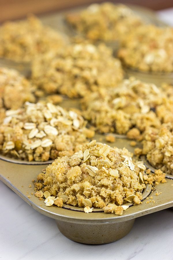 Topped with a brown sugar and walnut streusel, these Carrot Cake Muffins are a delicious way to start a weekend morning!
