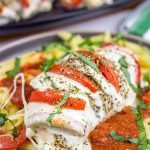 Filled with creamy mozzarella cheese, Roma tomatoes and freshly chopped basil, this Stuffed Chicken Caprese recipe is a new favorite in our house!