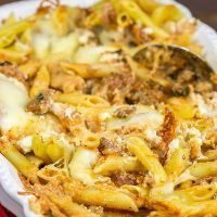 This Baked Ziti with Italian Sausage is an easy, delicious recipe that ranks up there as one of the best comfort food meals of all time. Enjoy!