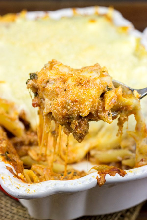 This Baked Ziti with Italian Sausage is an easy, delicious recipe that ranks up there as one of the best comfort food meals of all time.  Enjoy!