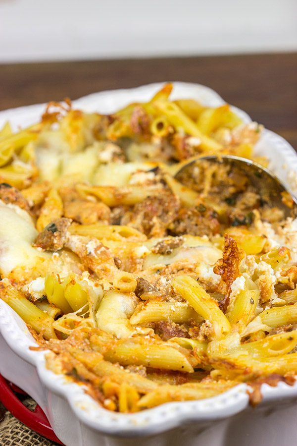 This Baked Ziti with Italian Sausage is an easy, delicious recipe that ranks up there as one of the best comfort food meals of all time.  Enjoy!