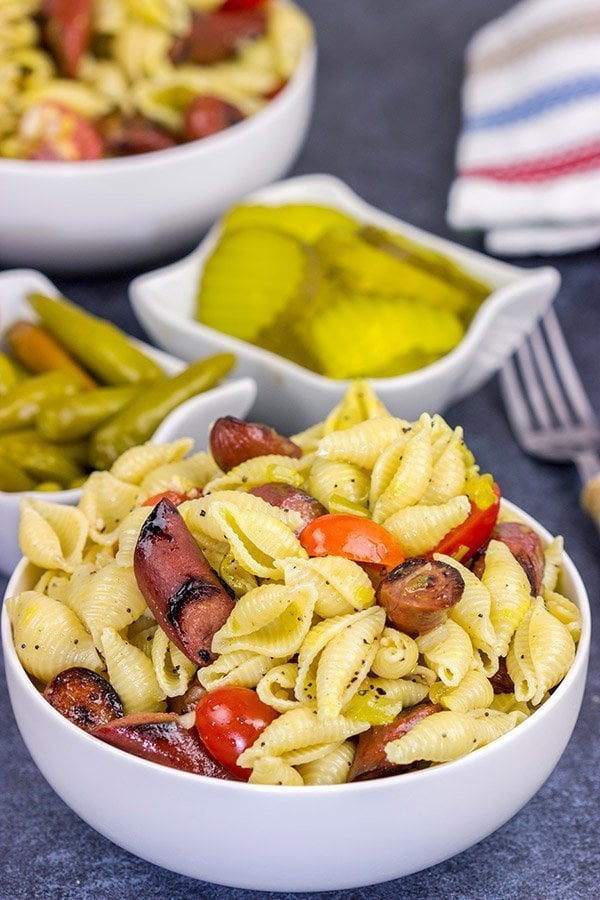 With a nod to the Windy City, this Chicago Hot Dog Pasta Salad is a tasty way to celebrate warm summer days in the backyard!