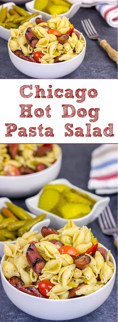 With a nod to the Windy City, this Chicago Hot Dog Pasta Salad is a tasty way to celebrate warm summer days in the backyard!