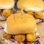 Fish sticks aren't just for kids anymore!  These Fish Stick Sliders are topped with a malt vinegar cole slaw, and they make for a fun (and tasty!) dinner.