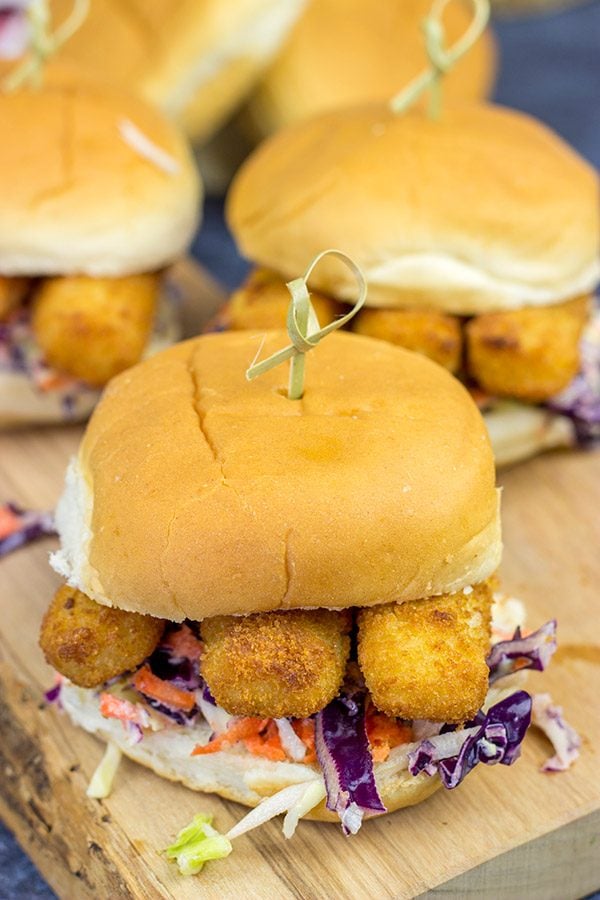 Fish sticks aren't just for kids anymore!  These Fish Stick Sliders are topped with a malt vinegar cole slaw, and they make for a fun (and tasty!) dinner.