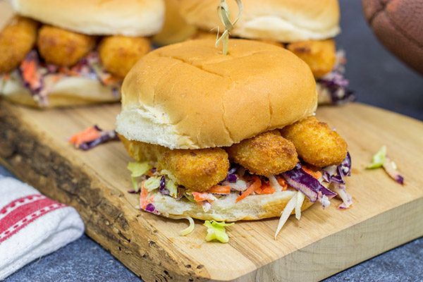 Fish sticks aren't just for kids anymore!  These Fish Stick Sliders are topped with a malt vinegar cole slaw, and they make for a fun (and tasty!) dinner.