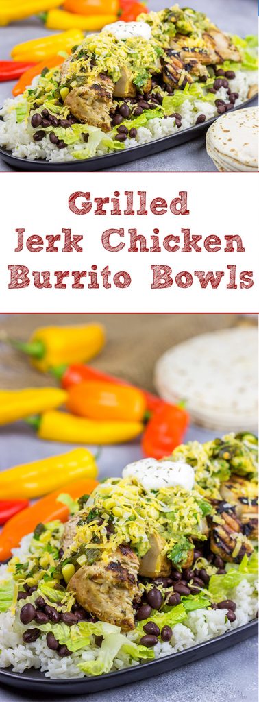 Looking for a delicious and fun recipe to grill this weekend? Put these Grilled Jerk Chicken Burrito Bowls on the menu!