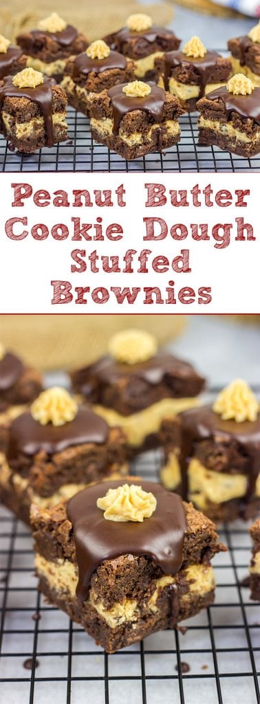 Looking for a dessert that's sure to impress your friends and family? These Peanut Butter Cookie Dough Stuffed Brownies are a winner!