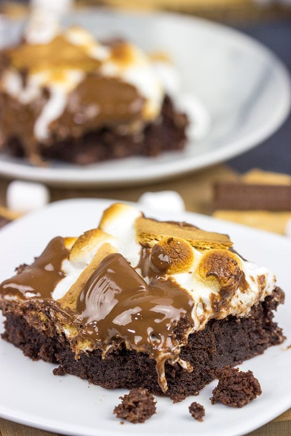 Topped with gooey marshmallows, toasted graham crackers and melted chocolate, these S'mores Brownies are sure to disappear quickly in your house!