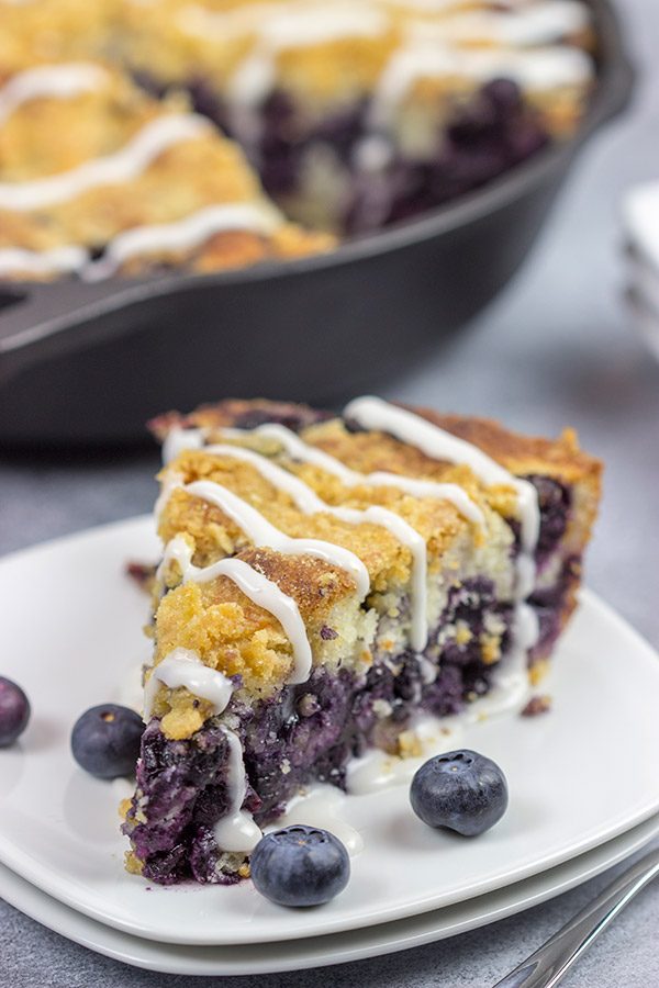 Topped with a cornmeal and brown sugar streusel, this Blueberry Streusel Cake is a delicious recipe for breakfast, brunch or dessert!  