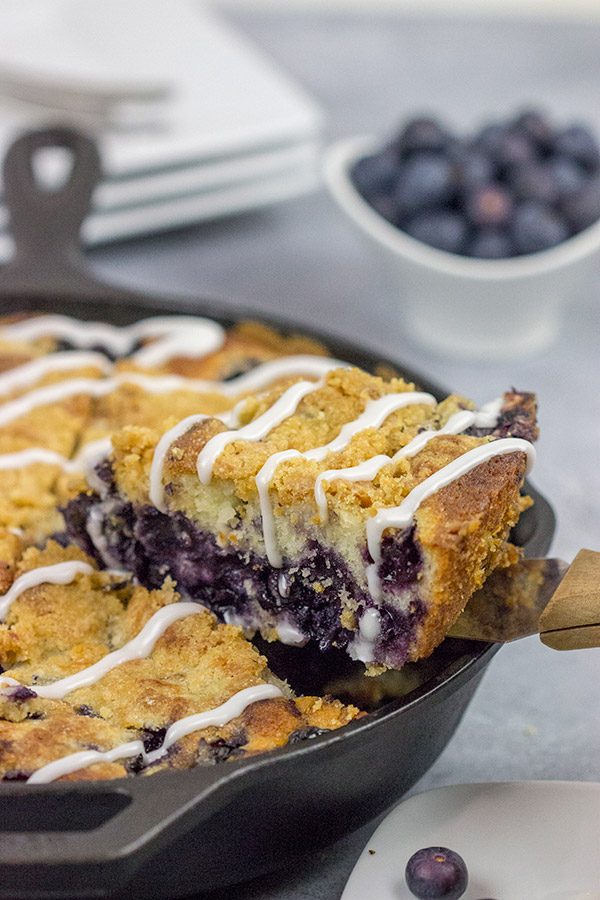 Topped with a cornmeal and brown sugar streusel, this Blueberry Streusel Cake is a delicious recipe for breakfast, brunch or dessert!  