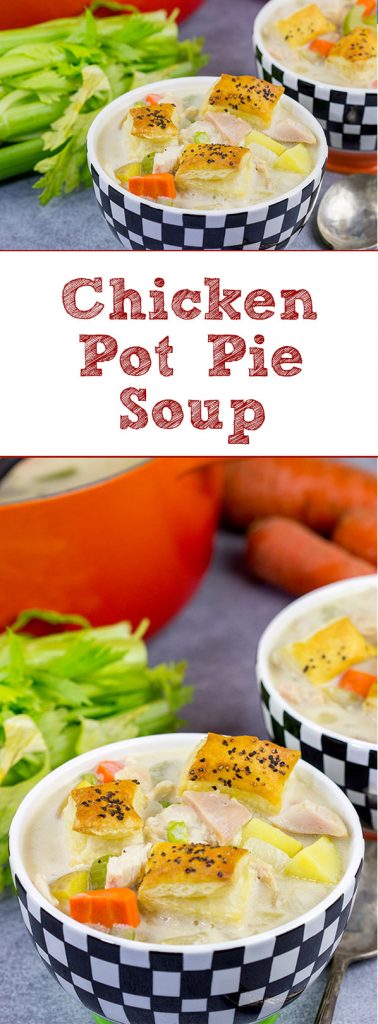 Light a fire. Put on your favorite pajamas. And then curl up with a bowl of this Chicken Pot Pie Soup!