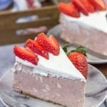 Instead of topping your cheesecake with fresh strawberries, bake 'em straight in!  This Fresh Strawberry Cheesecake is a fun dessert for warm summer days!