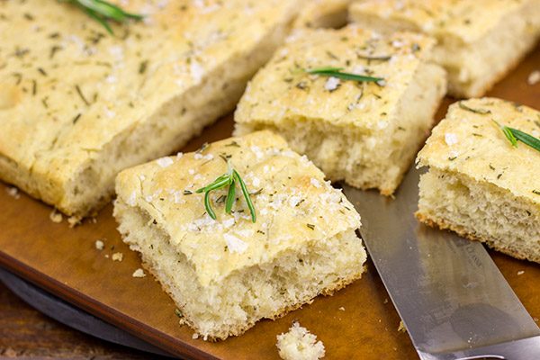This Rosemary Focaccia is a classic Italian-style bread.  The generous amount of olive oil leads to a wonderfully golden and flaky crust on this bread.  Yum!