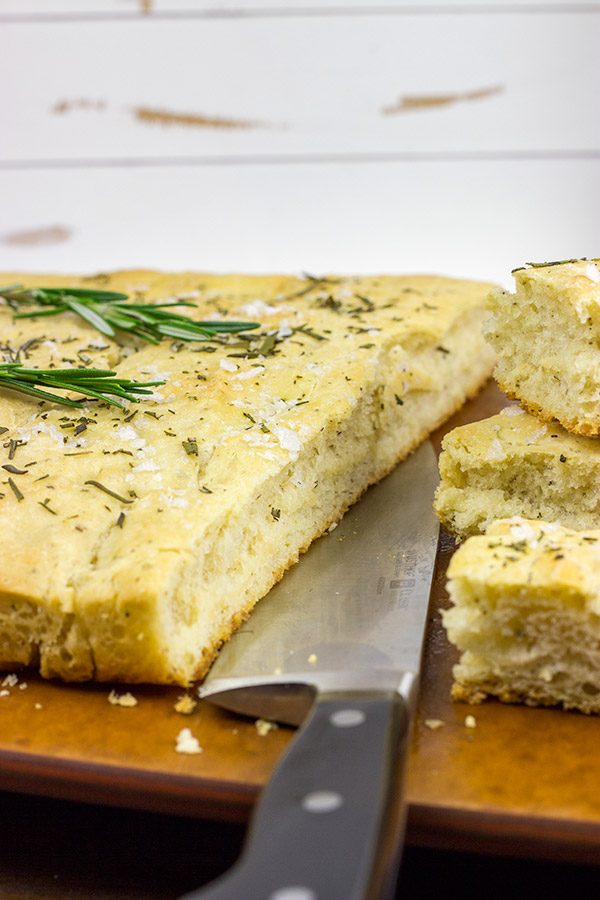 This Rosemary Focaccia is a classic Italian-style bread.  The generous amount of olive oil leads to a wonderfully golden and flaky crust on this bread.  Yum!