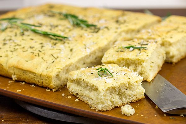 This Rosemary Focaccia is a classic Italian-style bread.  The generous amount of olive oil leads to a wonderfully golden and flaky crust on this bread.  Yum!