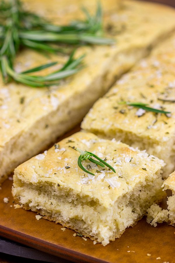 This Rosemary Focaccia is a classic Italian-style bread.  The generous amount of olive oil leads to a wonderfully golden and flaky crust on this bread.  Yum!