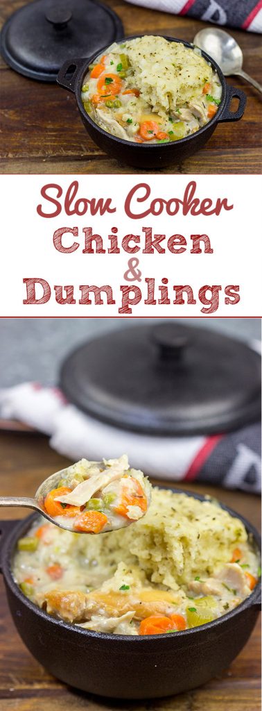 These Slow Cooker Chicken and Dumplings are the very definition of winter comfort food!  This recipe is sure to keep you warm on the cold winter nights ahead.