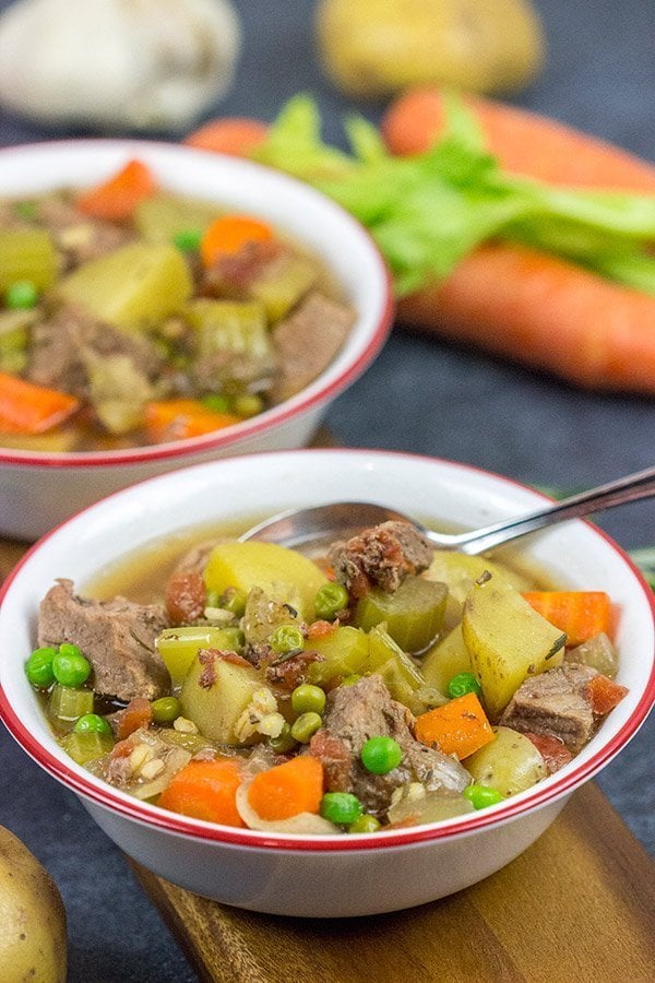 Put a spin on a classic winter comfort food with this Slow Cooker Pot Roast Soup!  It's an easy, delicious dinner for cold nights!