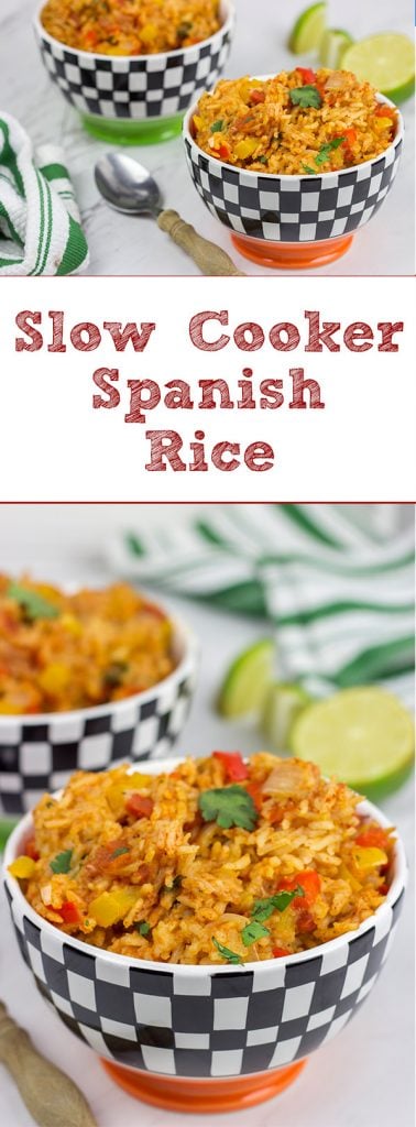 This Slow Cooker Spanish Rice is an easy and delicious side dish that's perfect for both the dog days of summer and the cold nights of winter!