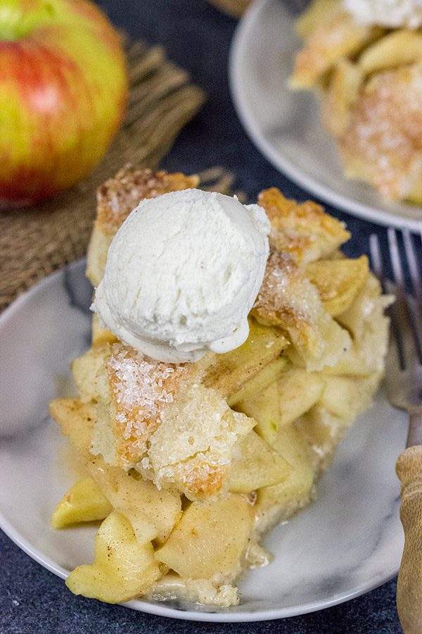 This Cast Iron Apple Pie uses a mix of Honeycrisps and green apples for the perfect combination of flavors.  Grab that cast iron skillet and bake a pie for dessert!